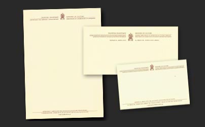 Επιστολόχαρτο, φάκελος, ευχετήρια κάρτα, παραρτήματος του Υπουργείου Πολιτισμού