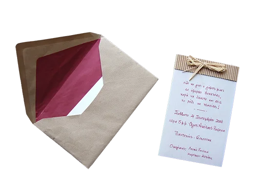 Handmade wedding invitation.
